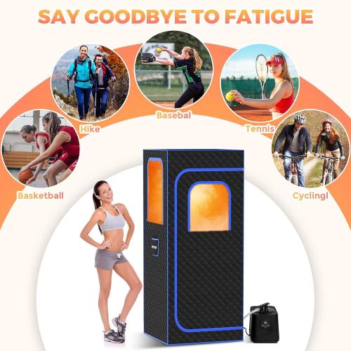Portable Sauna Box for Home, Person Saunas Tent at Home with 3L 1200 Watt Steamer, Remote Control and Fodable Chair (Light Black)