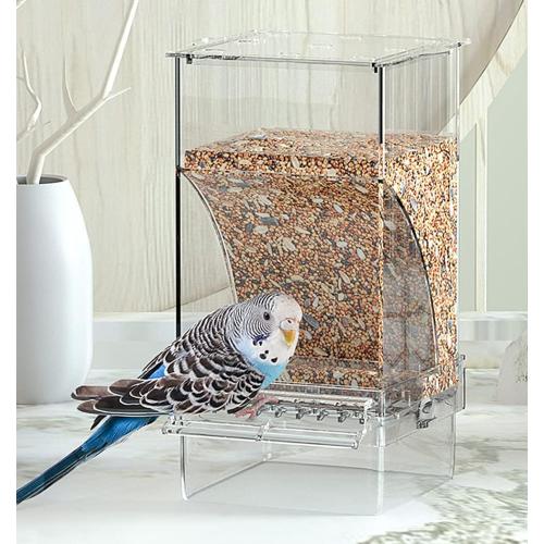Color Blue Kenond No Mess Bird Feeder Water Dispenser Set, Automatic Parrot Feeder Cage Accessories, Clear Parakeet Seed Container Food Drinker for Cage, Cockatiel Finch Lovebirds Budgies Canary (Blue)