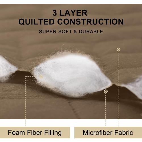 HOMERILLA Couch Cover, Dog Couch Covers for Pets, Couch Covers for 3 Cushion, Reversible Sofa Covers Furniture Protector with Elastic Straps (68 Sofa, Taupe/Ivory)