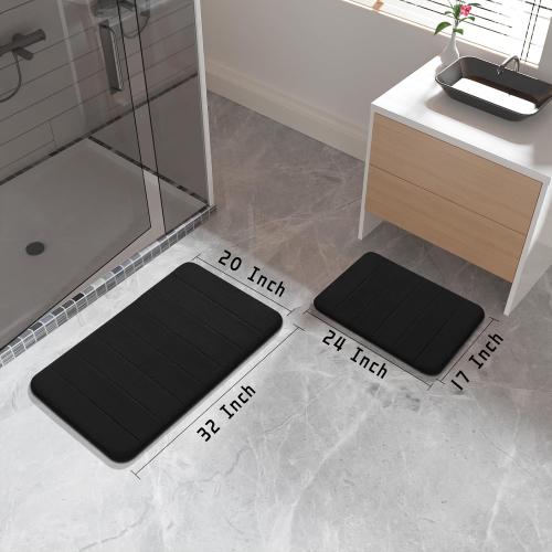 Yimobra Memory Foam Bathroom Rugs Sets 1 Piece - Super Soft Absorbent Quick Dry Bath Mat Set, Machine Washable Non Slip Floor Carpet for Tub Shower & Single Sink , blue.