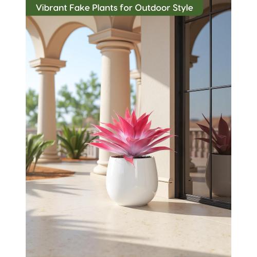 Velener Artificial Agave Plant Set, 28 Inch, Faux Aesthetic Plants for Home Decor, Realistic Fake Red and White Agave Plants Indoor Without Pot, Set of 2