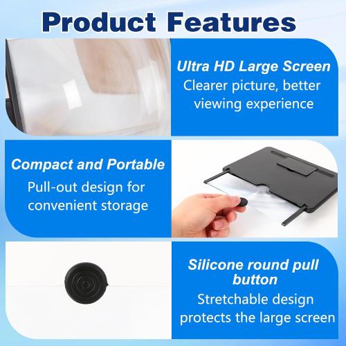 Big Screen Phone Magnifier, 2026 New 3D HD Screen Expander, Movie Screen Amplifier with Foldable Phone Stand for Travel, Magnifying Projector Screen Enlarger for Elderly (10 inch)