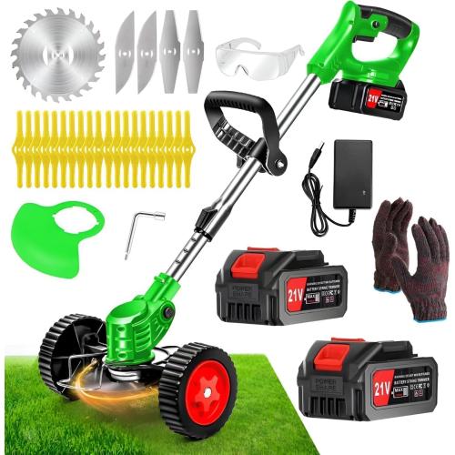Cordless Weed Wacker Electric Weed Wacker Battery Powered with 21V 4.0Ah Battery Operated Grass Trimmer 3 in 1 Weed Trimmer Grass Cutter Brush Cutter for Lawn Garden Pruning