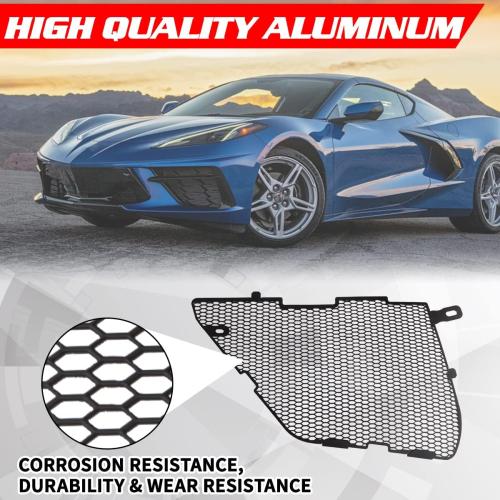 Upgraded Front Radiator Guards Grille for Corvette C8 Stingray Convertible/HTC 2020-2024, OEM Style Grille Vents Insert Mesh Set, Bumper Front Outer Grill Replacement with Instruction Manual
