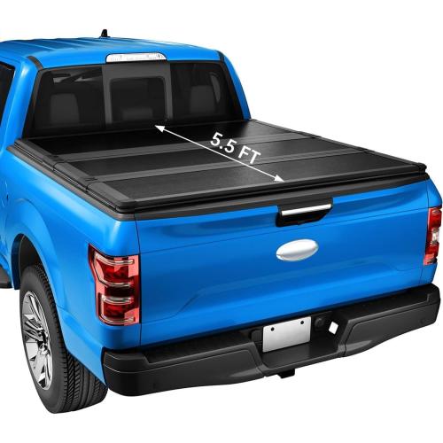 Hard Folding Truck Bed Tonneau Cover 5.5FT Short Box Replacement for Ford F-150 2015 2016 2017 2018 2019 2020 2021 2022 2023 2024 Tri-Fold Style Waterproof Tonneau Covers Vahaha