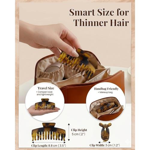 Mesovor 4 Pack 3.5 Double Row Teeth Claw Clips for Thin Fine Hair Non-Slip