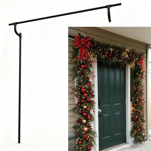 Garland Hanger for Door Frame – Adjustable Fits 28-50 Single Doors, Heavy-Duty 15 Lbs, No Hardware No Drill No Damage, Reusable Christmas Halloween Decoration Holder for Wreaths (Single Door)