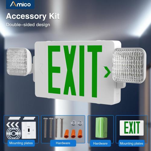 Amico 1 Pack Commercial green Double-Sided Exit Sign with Large LED Light