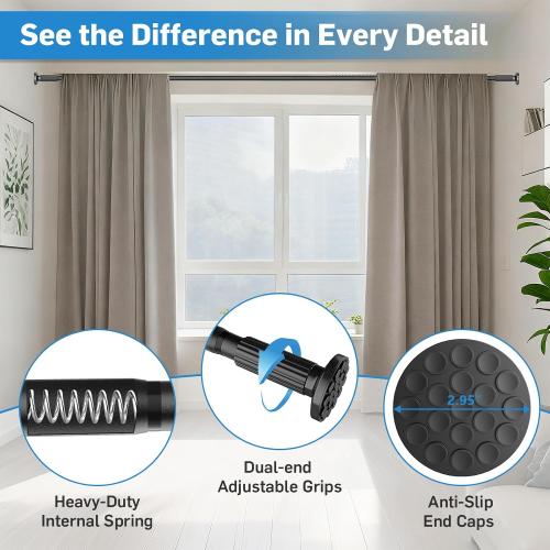 Tension Curtain Rod 51-166 Inch(4.25-13.83Ft), Extra Long Outdoor Tension Rod for Patio Window, No Drill Dual-End Adjustable Spring Shower Rod, Rust Proof Easy to Install, Rod Diameter 1.26In, ***White***