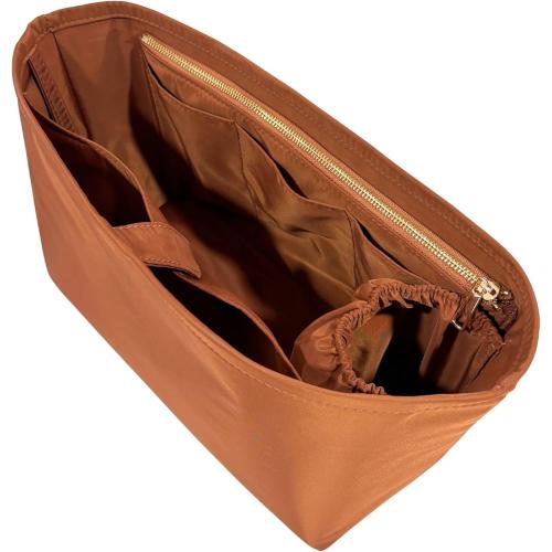 Organizer for Tote Boat, Small/Medium/Large/Extra-Large, Nylon Bag Insert, Water Resistant Material (Large, GoldBrown)