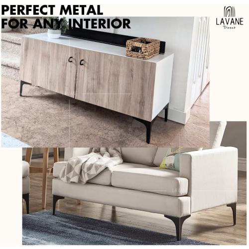 La Vane 7 Inch Metal Furniture Legs, Set of 4 - Modern Diamond Triangle Black DIY Replacement Feet for Cabinet, Sofa, Table, Ottoman Makeover