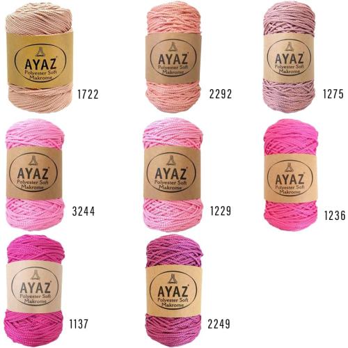 Macrame 3mm Craft Cord, Colored Soft Polyester 250 gr 175 m DIY Line, Wall Hanging Rope, Bag, Basket String, Crochet and Knitting Yarn (4079)