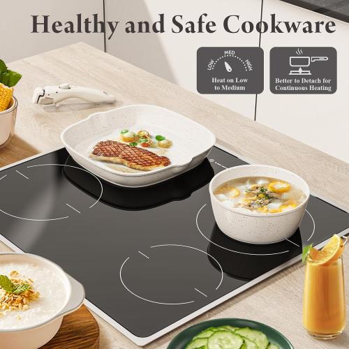 Bazova 19 Pcs Pots and Pans Set Non Stick Ceramic Cookware Set with Removable Handles, Non Toxic Induction Kitchen Cookware Sets RV Cookware,Dishwasher/Oven Safe PFAS/PTFE/PFOA Free (THE COLOR IS BLACK)
