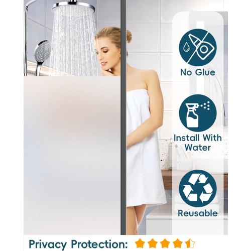 Frosted Glass Window Privacy Film Decorative with Tools, 2 Way Frosting Privacy Film for Home, Static Cling Tint for Home Anti-UV, Covering Clings 35.4 by 78.74