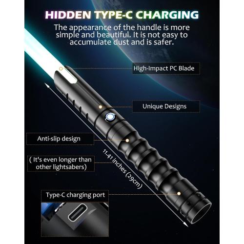 Lightsaber,Double Dueling Light Saber with Length 41.54 inches,2Packs Real 20 Colors RGB FX Light Sabers for Adults, Lightsabers for Kids Birthday Christmas/Halloween Cosplay Party Light up Sword