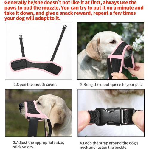 HEELE Dog Muzzle Nylon Soft Anti-Biting Barking Secure,Mesh Breathable Pets Muzzle for Small Medium Large Dogs 4 Colors 4 Sizes (L, Pink)