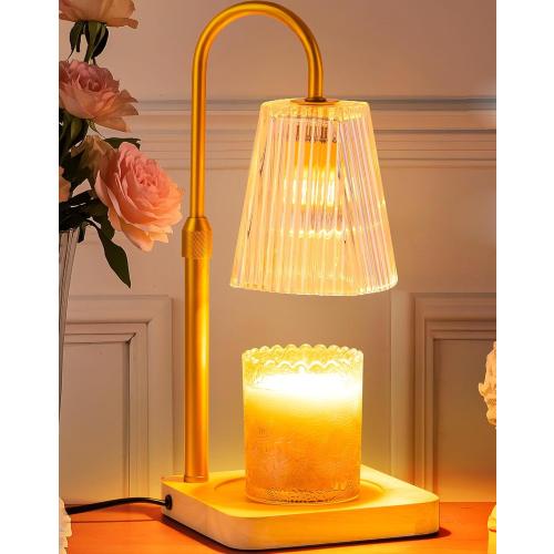 Candle Warmer Lamp Timer Adjustable - Height Wax Melt Electric Light Warming Dimmable Top Melter Heater for Melting Heating Small Jar Candles Gifts Women Mom Birthday Home Desk Decor with 2 Bulbs