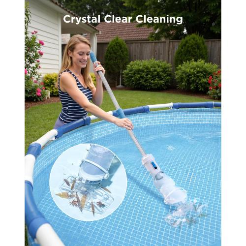 InoKraft Pool Vacuum for Above Ground Pool, Cordless Handheld Pool Vacuum for Inground Pools, Rechargeable Pool Cleaner with Powerful Suction up to 18.5 gallons/min, Ideal for Leaves, Debris, Blue (Missing Charger)