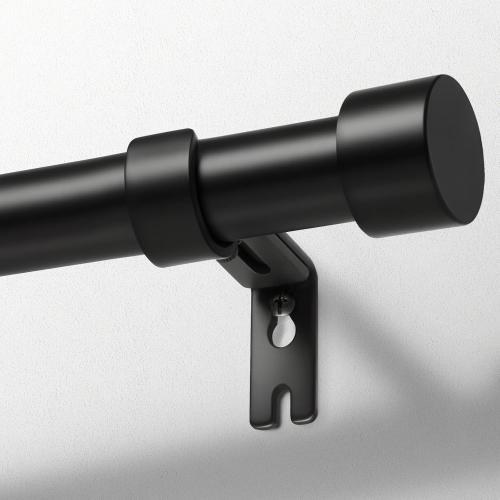 Zeerobee Curtain Rods for Windows 32 to 144, Black Curtain Rod, Adjustable 1 Inch Heavy Duty Outdoor/Indoor Modern Drapery Pole, 32-144