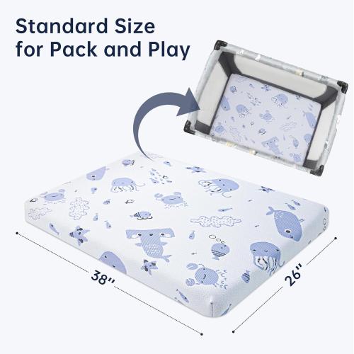 Pack and Play Mattress, Dual Sided Premium Memory Foam Pack N Play Mattress with Breathable Removable Washable Cover