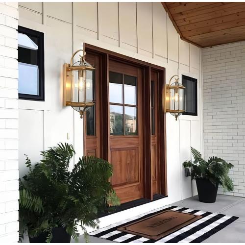 Milaii Copper Exterior Wall Light 20 H Outdoor Light Fixture Waterproof Wall Sconce Oil Rubbed Brass Porch Light with Clear Glass Lantern Wall Mount Lights for House Garage Patio Aisle