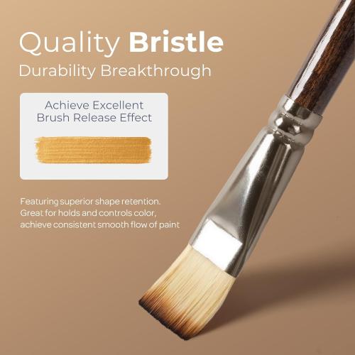 Nicpro 12PCS Artist Paint Brush Set, Craft Paint Brushes for Acrylic Painting, Oil, Watercolor, Gouache, Tempera, Face, Body, Fabric, Model, Art Supplies Paintbrushes for Artists Beginners (Wood)