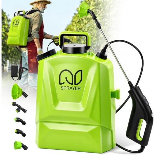 Battery Powered Backpack Sprayer 4 Gallon, Adjustable Pressure Garden Sprayer with Digital Display & Padded Straps, Electric Pump Sprayer in Lawn with 2.2Ah Battery, 5 Nozzles, Telescopic Wand