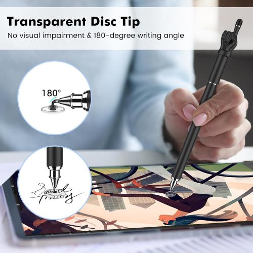 Stylus Pen for Touchscreen, MEKO 2-in-1 High Sensitivity Fingertip Stylus Pens for iPhone iPad Android Tablets Smartphone All Universal Touch Screens(2 Pack Black/White)