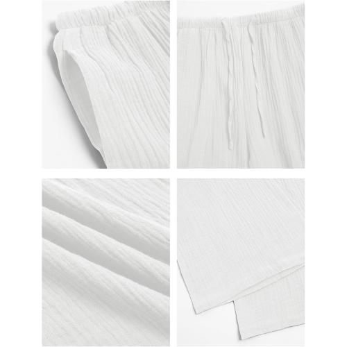 ZAFUL Drawstring Elastic Low Waist Flowy Palazzo Pants for Women with Pockets Casual Loose Pant Spring Summer Outfits medium