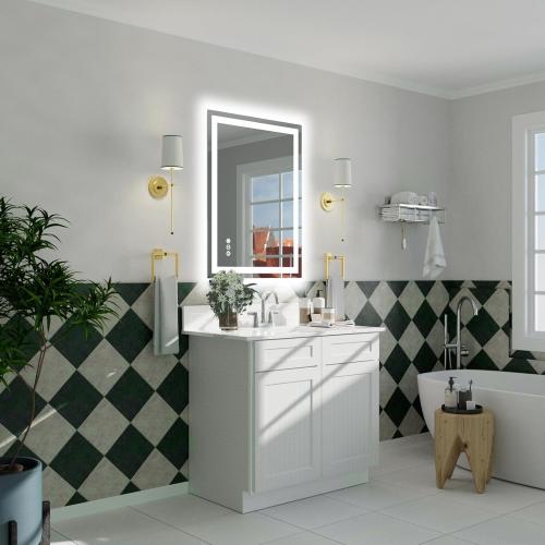 32x 24 LED Bathroom Mirror with Lights, Dimmable, Double Lights, Backlit   Front Lit, 3 Colors Led Mirror for Bathroom, Lighted Bathroom Vanity Mirror, Tempered Glass(Horizontal/Vertical)