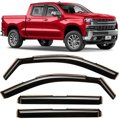 Voron Glass in-Channel Extra Durable Rain Guards for Chevy Silverado/GMC Sierra 1500 2019-2026 Crew Cab,Window Deflectors,Vent Visors,4pcs - 220089