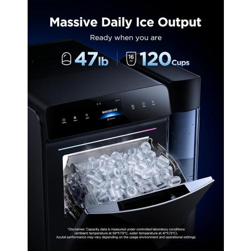 GoveeLife Smart Countertop Ice Maker 2 Pro, 3 Mins 9 Ice Cubes with 3 Sizes | 47lbs Daily, 40dB Quiet, Smart Pre-Cooling, App & Voice Control, Self-Clean, Dual Water Tanks for Home, Coffee, Party, Office
