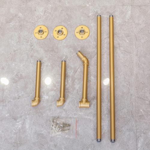 Industrial Pipe Wall Mounted Clothes Hanging Shelves System,Metal Clothing Towel Rack,Garment Rack Perfect for Retail Display,Closet Organization (Gold, 71 L x 11.8 D)