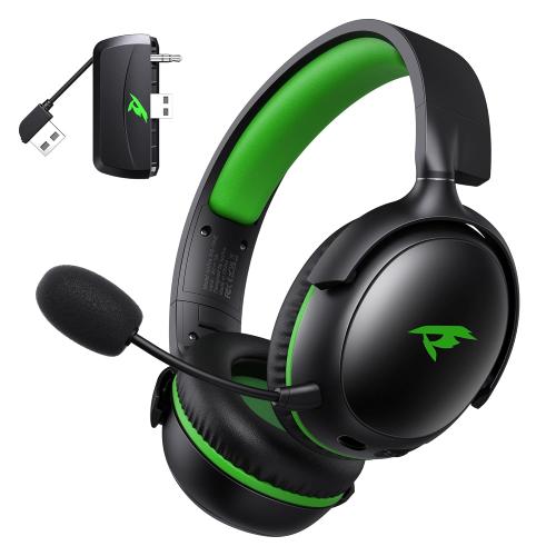 Black and Green Wireless Gaming Headset for XBOX Series X|S|One, PC, PS5, PS4, Mac, Switch, Gaming Headphones with 2.4GHz, Bluetooth 5.4, 53MM 3D Stereo Sound, 60H Battery, Detachable Noise Canceling Mic, 3.5mm Wired