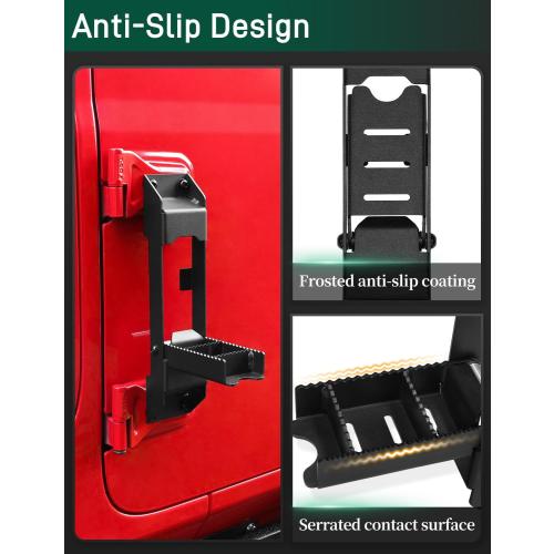 Wrangler Door Hinge Step for Jeep Wrangler 2007-2023 JK JKU JL JLU & Gladiator JT Door Hinge Foot Pegs Roof Step 1 Pack