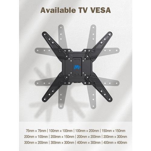 Mounting Dream UL Listed TV Wall Mount for Most 26-55 Inch TVs, Full Motion TV Mount with Perfect Center Design, Articulating Wall Mount TV Bracket Swivel and Tilt, Max VESA 400x400mm, Up to 77LBS