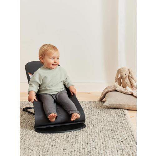 BabyBjörn Bouncer Balance Soft, Woven/Jersey, Dark Gray/Gray | 2-in-1 Adjustable Baby Bouncer Seat and Toddler Chair, Newborn to Toddler (8-29 lbs), 4 Positions, Lightweight & Portable