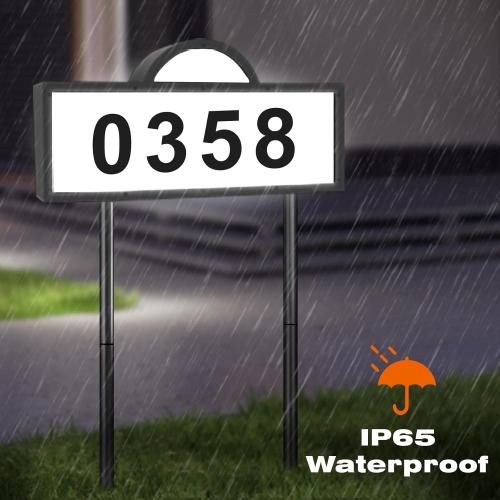 GEYUEYA Solar House Number for Outside, Address Numbers for House,IP65 Waterproof House Number Sign With Dual 3200k Warm White & 6500k Cold White Led, Address Sign Wall Mounted/In Ground for Yard