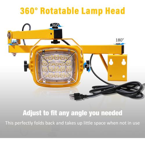 50W LED Loading Dock Light with 40 Folding Arm, 7,000 Lumens, 360° Rotatable Lamp Head, IP65 Rated ETL Listed for Trailers, Docks, Warehouses, Container
