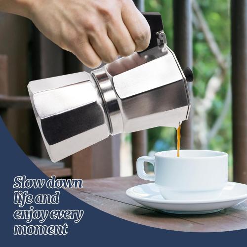 14 Cup Moka Pot Aluminum 700ml Italian Coffee Maker Stovetop Espresso CoffeeMakers Mocha Pot Percolator Greca Coffee Maker for Electric Ceramic Stove Portable for Easy Brewing