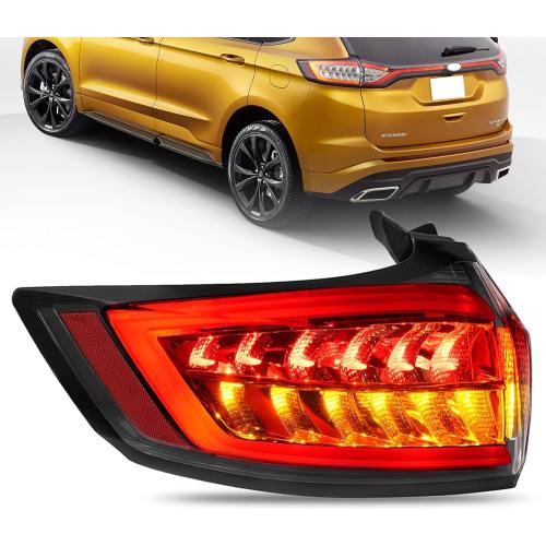 Rear Left Outer Side LED Tail Light For 2015-2018 Ford Edge Sport/Titanium Brake Lamp Amber Turn Signal Light Replacement Driver Side FO2800244 FT4Z13405B FT4Z13405D HT4Z13405B w/Bulbs&Harness