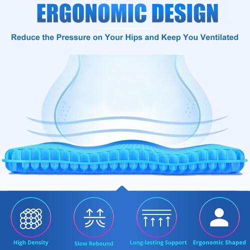Gel Seat Cushion for Long Sitting Pressure Relief(Super Large&Thick) -Wheelchair Cushion for Pressure Sores - Coccyx,Sciatica & Tailbone Pain Relief Cushion- Non-Slip Butt Pillow for Office, Home, Car
