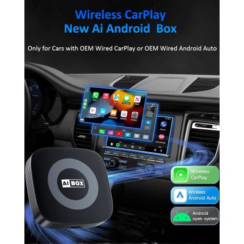 Ai Magic Box for Streaming Netflix/YouTube/TikTok, Wireless CarPlay Adapter Dongle Support TF Card for OEM Wired Car Play & Android Auto Cars
