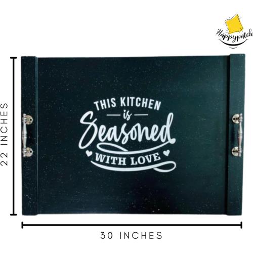 Happy Patch Blue Noodle Board Stove Cover for Electric or Gas Stove Farmhouse Wooden Stove Top Covers Distressed 22 x 30 x 1.57 Inches