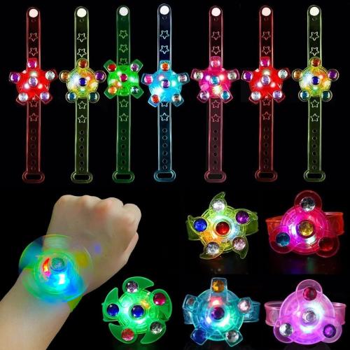 10 Pack LED Light Up Fidget Spinner Bracelets Favors For Kids 4-8 8-12,Glow in The Dark Party Supplies,Birthday Gifts,Treasure Box Toys for Classroom,Carnival Prizes,Pinata Goodie Bags Stuffers