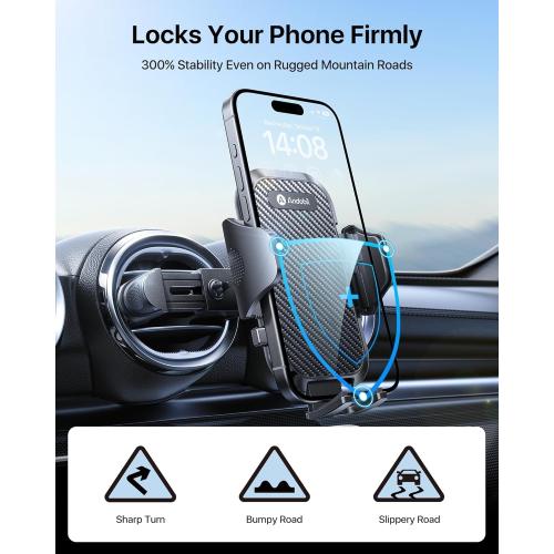 andobil Phone Holders for Your Car - Round Air Vent Phone Mount with Ultra-Strong Metal Clip, 360° Rotation & Anti-Shake Design for iPhone 17/16/15/14/13 Pro Max/Samsung Galaxy S25/Android