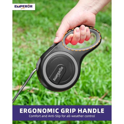 Emperor Pets 26 ft Retractable Dog Leash - Heavy Duty Retractable Pet Leash with Anti-Slip Grip - Reflective Dog Leash Tape for Medium to Large Dogs up to 100 lbs -GY26