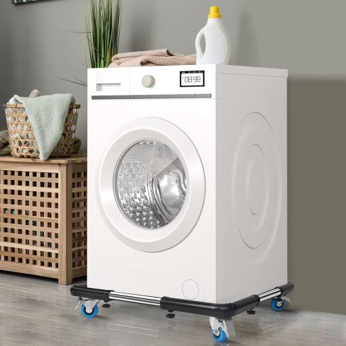 SPACECARE Mini Fridge Stand Furniture Dolly Mobile Roller with 4 Locking Wheels-Base Adjustable Refrigerator Washing Machine Stand Moving Cart- Appliance Dolly Cart Roller Pedestal -Black