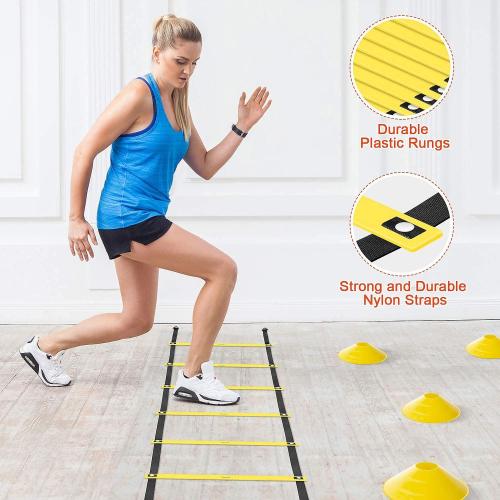 Agility Ladder Speed Training Equipment  Agility Ladder, Soccer Cones,Hurdles, Jump Rope, | Basketball Football Soccer Training Equipment for Kids Youth Adults