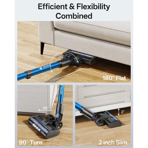 Vacation Cordless Vacuum Cleaner, 8-in-1 Cordless Stick Vacuum Cleaner with 3 Suction Modes, Up to 45mins Runtime, Rechargeable, Self-Standing, Wireless Vacuum Cleaners for Home Pet Hair Carpet Car Hard Floor